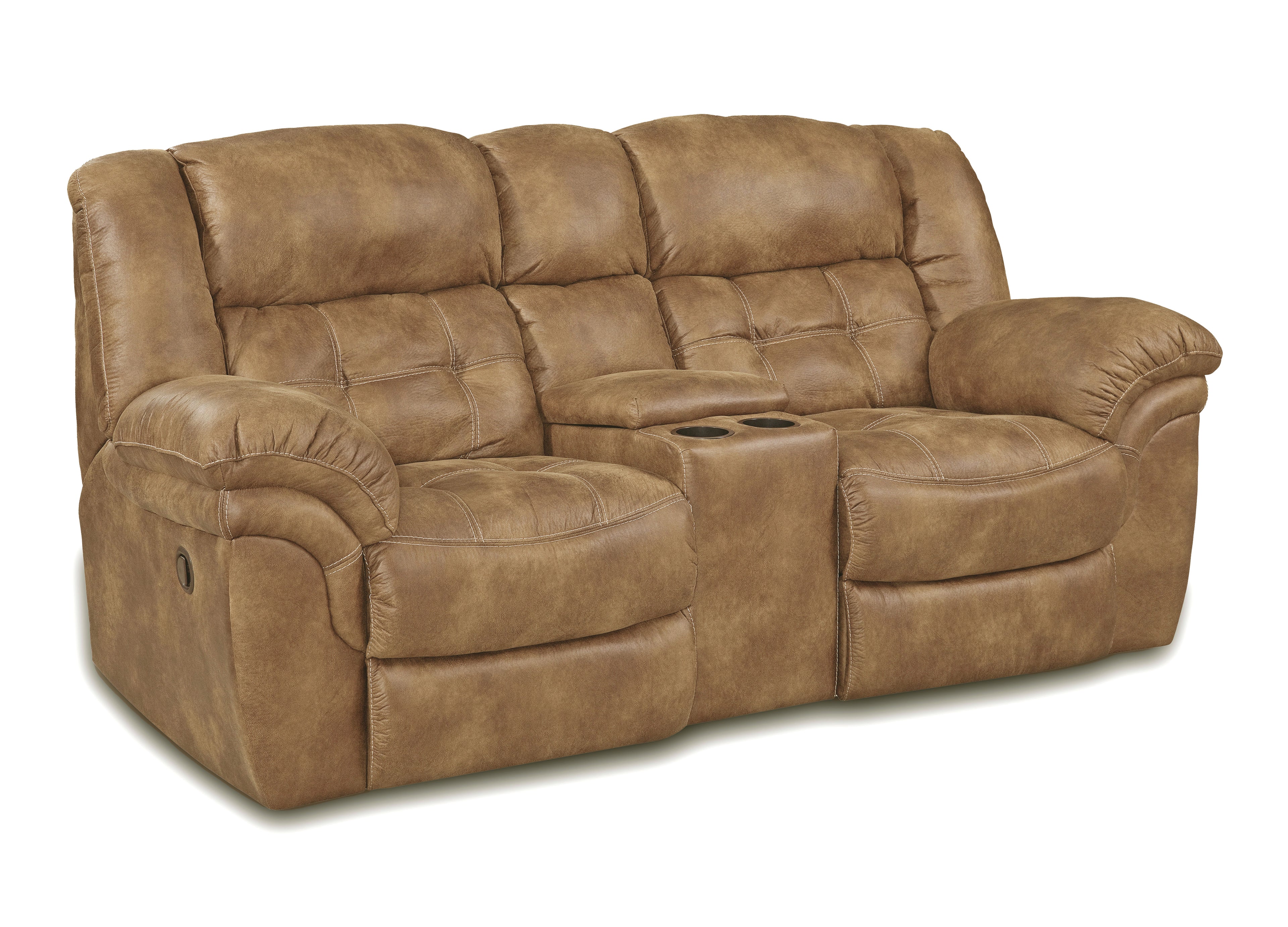 Frontier Reclining Console Loveseat-Almond