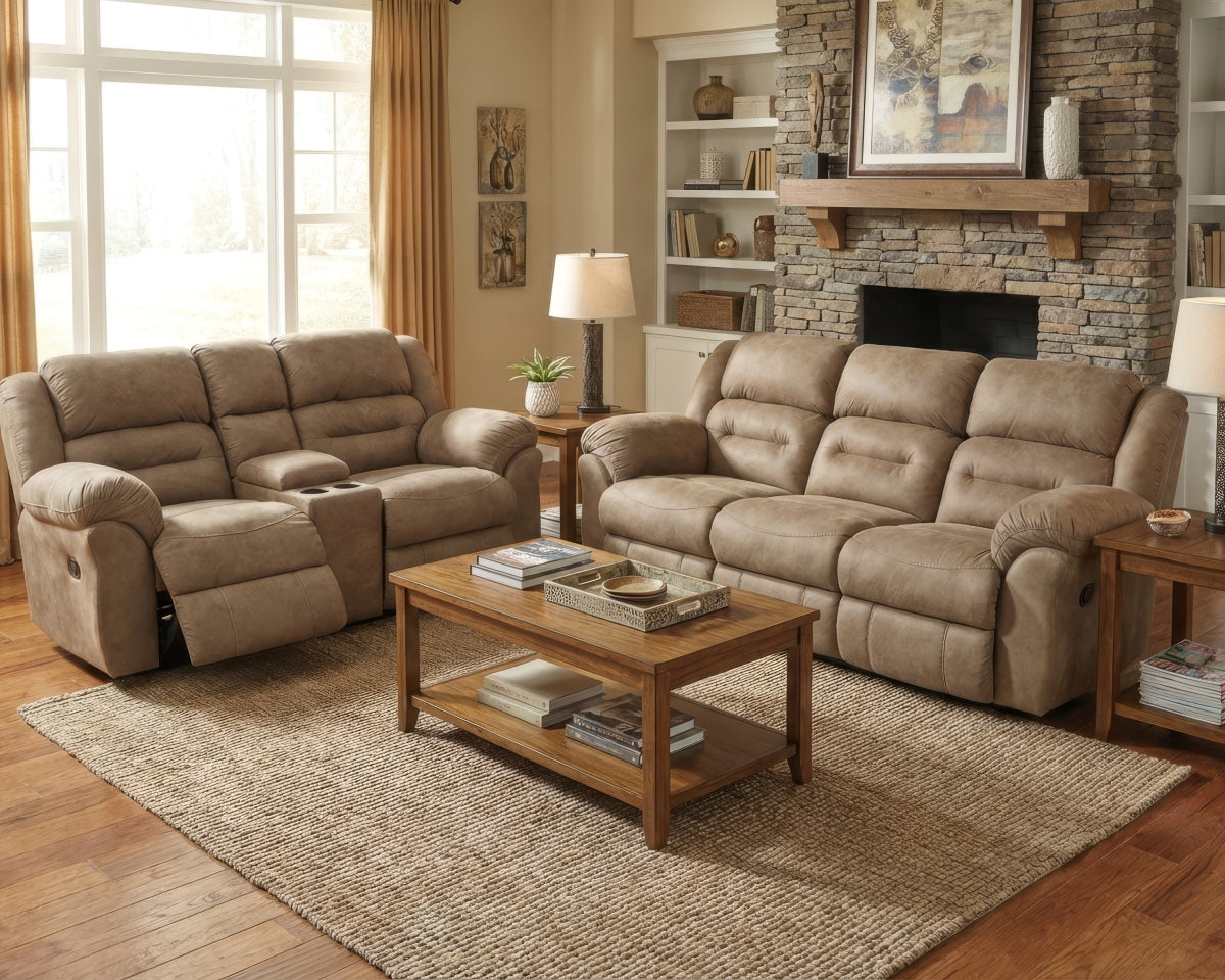 Gambler Console Loveseat-Truffle