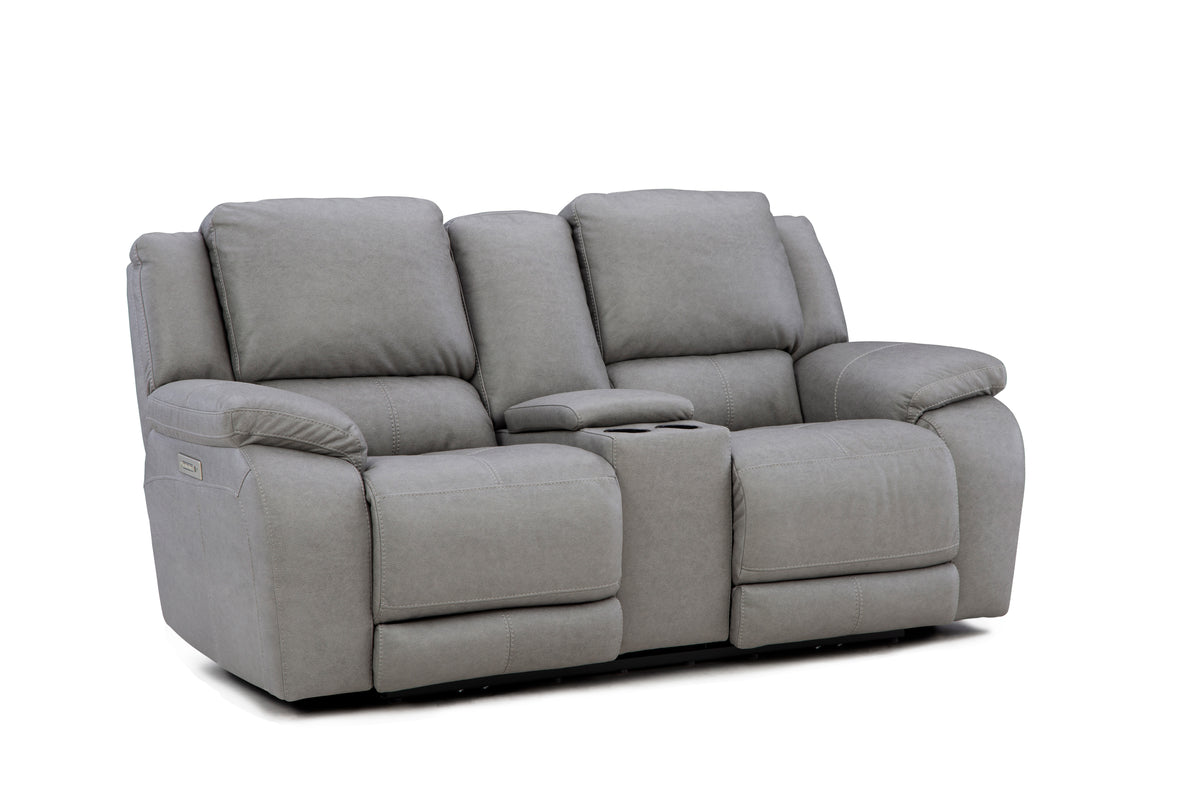 Dreamer Reclining Console Loveseat- Cloud