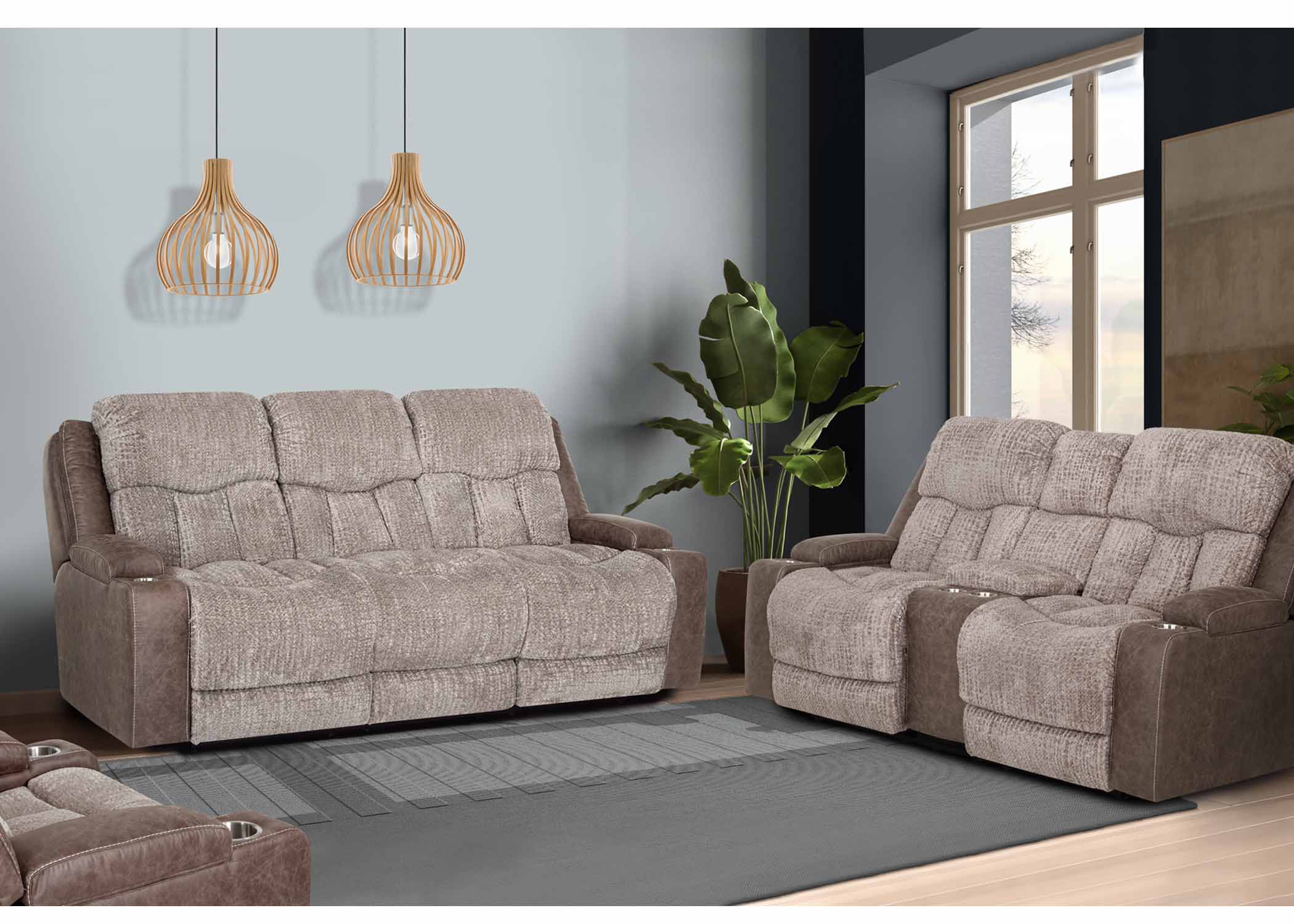 Denali Console Loveseat-Euphoria Smoke/Boswell Dove