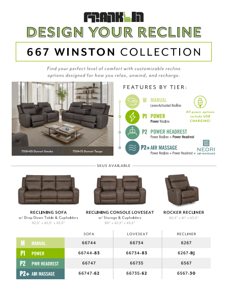 667 Winston Recliner- Detroit Smoke