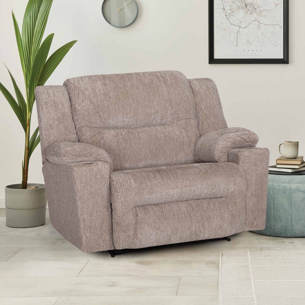 York Fabric Recliner-Parker Stone