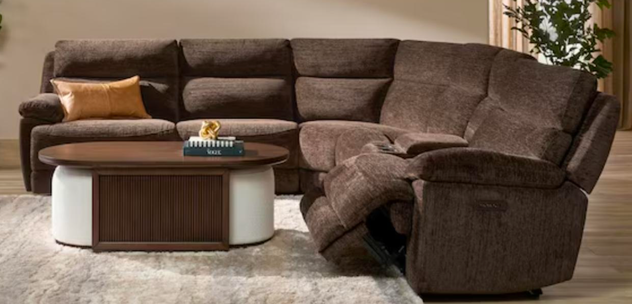 6 Piece Modular Reclining Sectional-Choclate