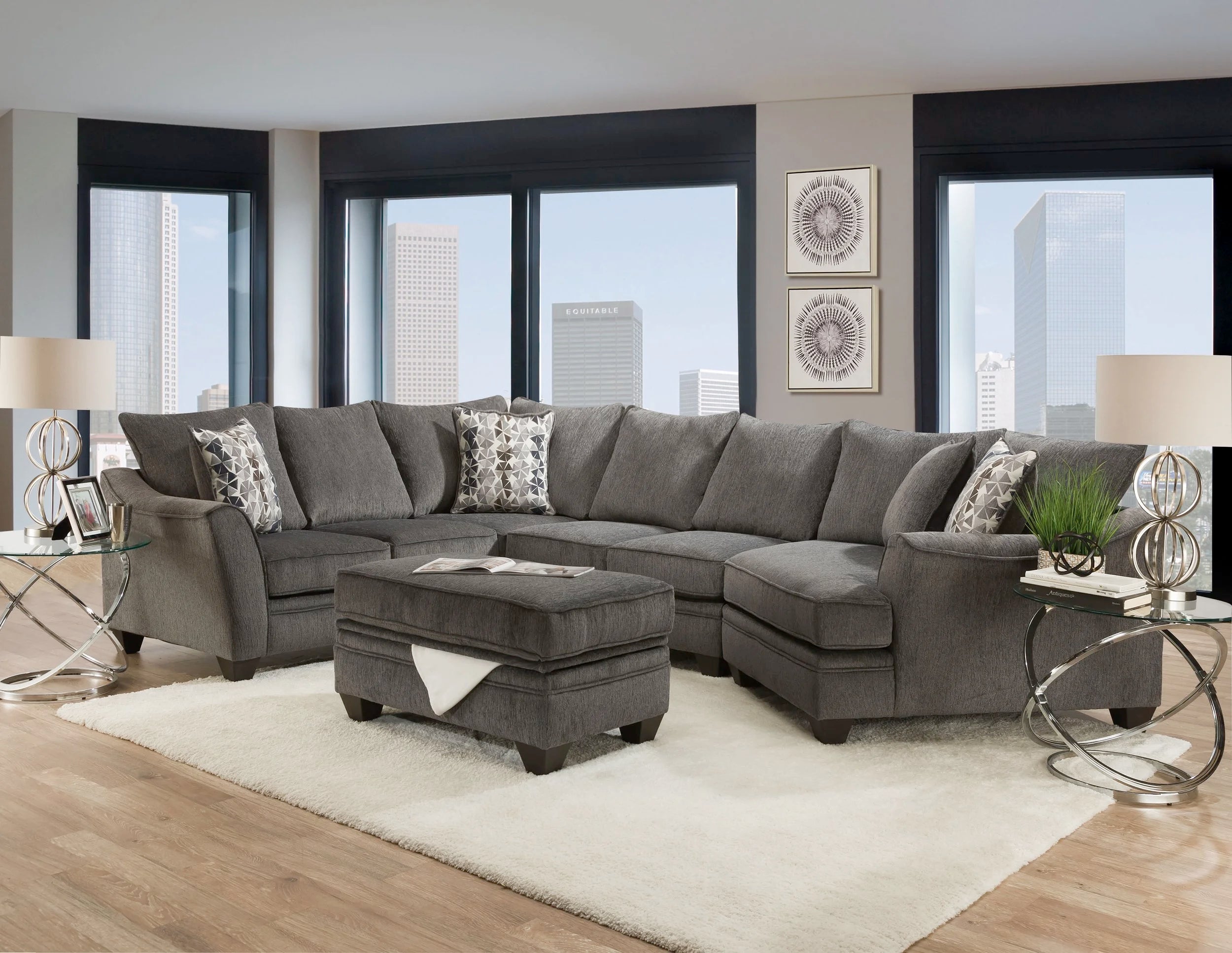 Tide Anchor Sectional W/ Storage Ottoman