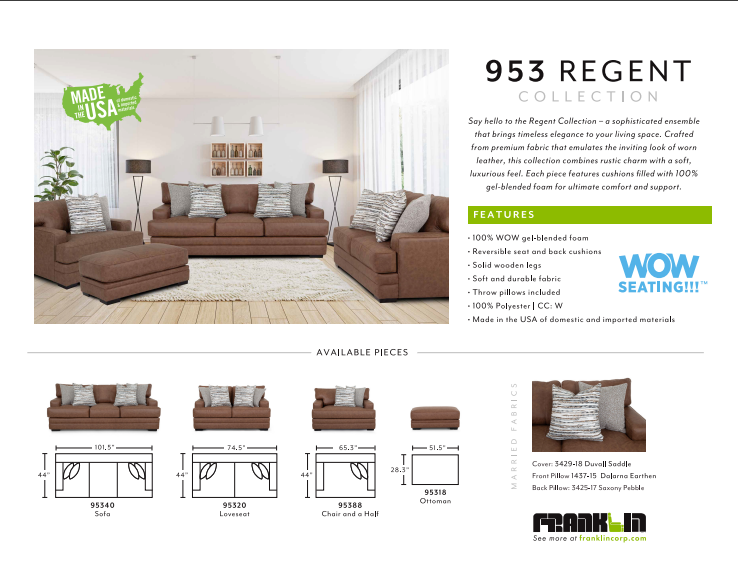 953 Regent Loveseat- Duvall Saddle